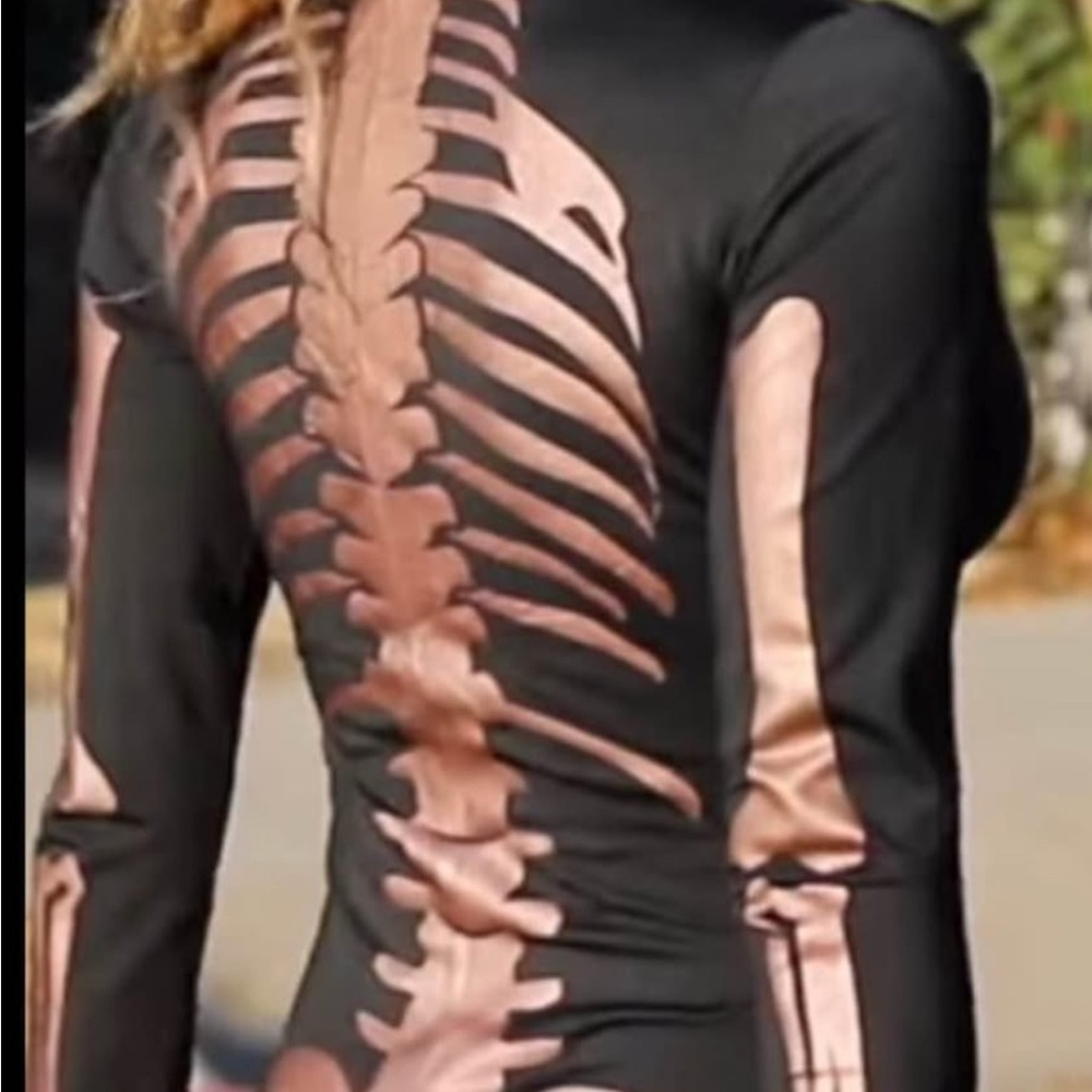 Black Skeleton Print Bodysuit
